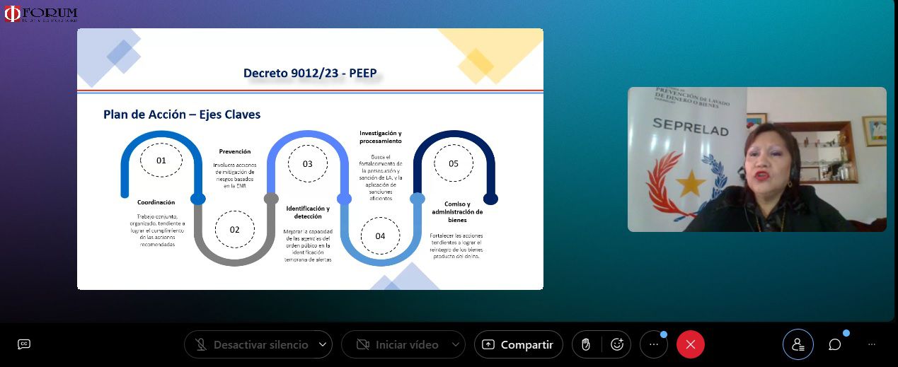 La instructora especializada de la SEPRELAD disertó en el 11° COMPLIANCE PLA/FT FORUM PARAGUAY 2023