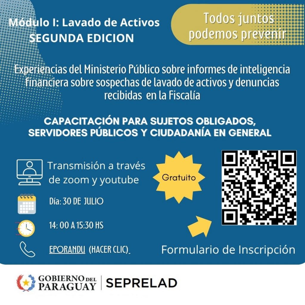 Se realizará la Segunda Edición del Módulo I sobre Lavado de Activos con la participación del Ministerio Público
